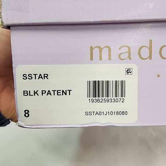 Madden Girl STAR Block Heel Platform Sandal Ankle Strap Square Toe Black Size 8 - Picture 9 of 9